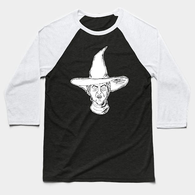 Face of Witch Without Color Background Black Baseball T-Shirt by FZ ILLUSTRATIONS